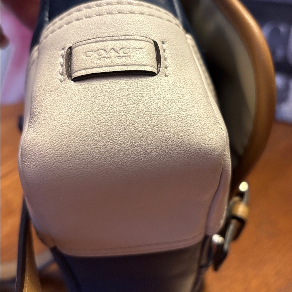 Coach Navy, White & Tan Leather Crossbody Bag - Picture 4 of 12